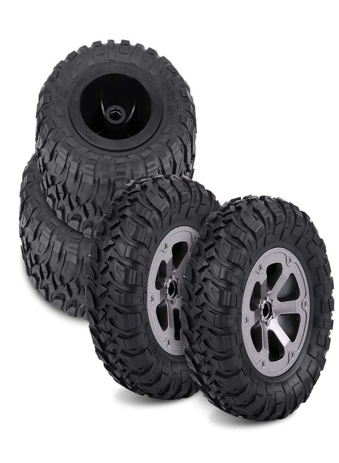 plplaaoo RC Car Tires 4PCS/Set, 1:16 Remote Control Militaty Car Part,Crawler Tires Rubber & Metal Rims, RC Wheel and Tire Set for Off Road RC Trucks, Military Crawler Vehicles - Image 5
